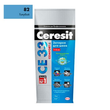 Затирка для плитки цементная 2 кг Ceresit СЕ 33 &quot;Comfort&quot; цвет №82 голубой (48 613) — Городок мастеров