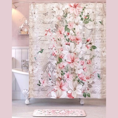 Штора для ванной комнаты 180х180 см &quot;Jardin Magnolia&quot; Valiant, полиэстер — Городок мастеров