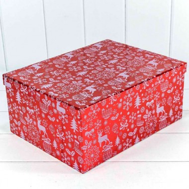 Коробка подарочная &quot;Новогодняя&quot; Красная прямоугольная №7 31х23х13,5 см 730605/1634 — Городок мастеров