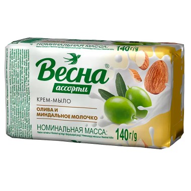 Крем-мыло туалетное Весна &quot;Олива и миндальное молочко&quot; 140 г — Городок мастеров
