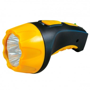 Фонарь светодиодный аккумуляторный 220В 5LED Ultraflash LED3804 черный/желтый 9215 — Городок мастеров