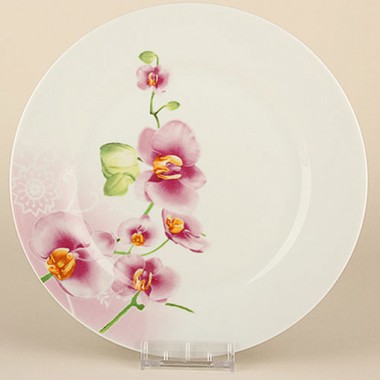 Тарелка обеденная фарфоровая 20 см &quot;Орхидея&quot; Коралл — Городок мастеров