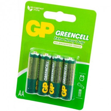 Батарейка солевая LR6АА GP GreenCell BL-4 4 шт — Городок мастеров