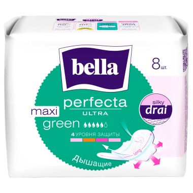 Прокладки гигиенические супертонкие Bella Perfecta Ultra Maxi Green 8 шт — Городок мастеров