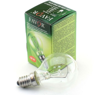 Лампа накал FAVOR Р45 60W E14 FR миньон шарик прозрачный — Городок мастеров