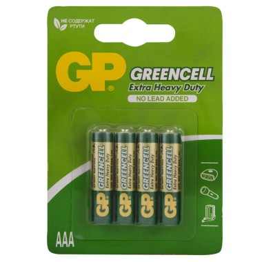 Батарейка R03 ААА GP Greencell BL-4 4шт(4/40) — Городок мастеров