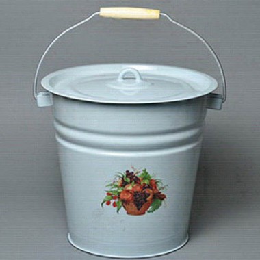 Ведро эмалированное 12 литров  с крышкой с рисунком — Городок мастеров