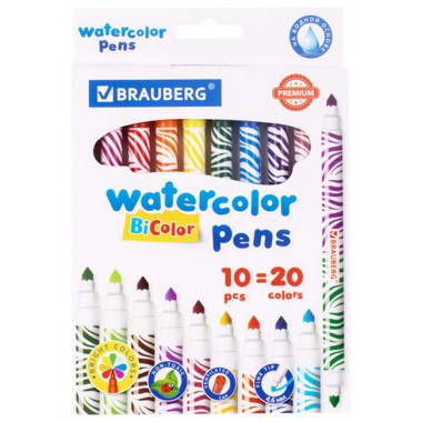 Фломастеры 10шт 20цв Premium Bi-Color двухцветные двусторонние — Городок мастеров