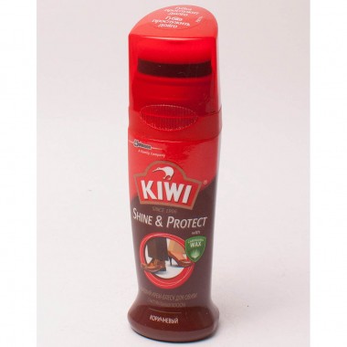 Крем-блеск для обуви коричневый Kiwi &quot;Shine&amp;Protect&quot; жидкий для гладкой кожи 75 мл — Городок мастеров