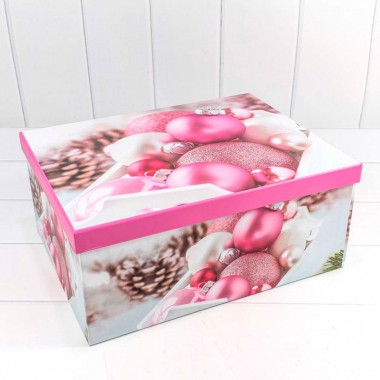 Коробка подарочная прямоугольная №1 19х13х7,5 &quot;Розовые шары&quot; OMG Gift — Городок мастеров